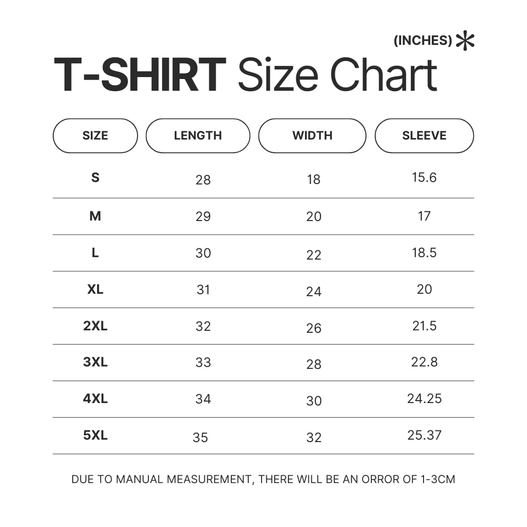 T shirt Size Chart - Legend Of Zelda UK Store