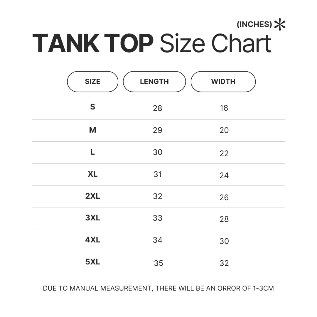 Tank Top Size Chart - Legend Of Zelda UK Store