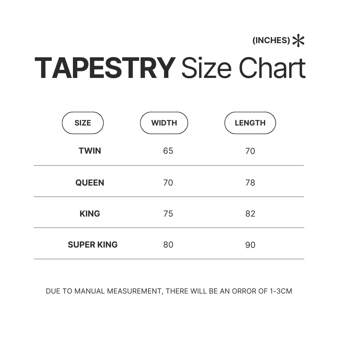 Tapestry Size Chart - Legend Of Zelda UK Store