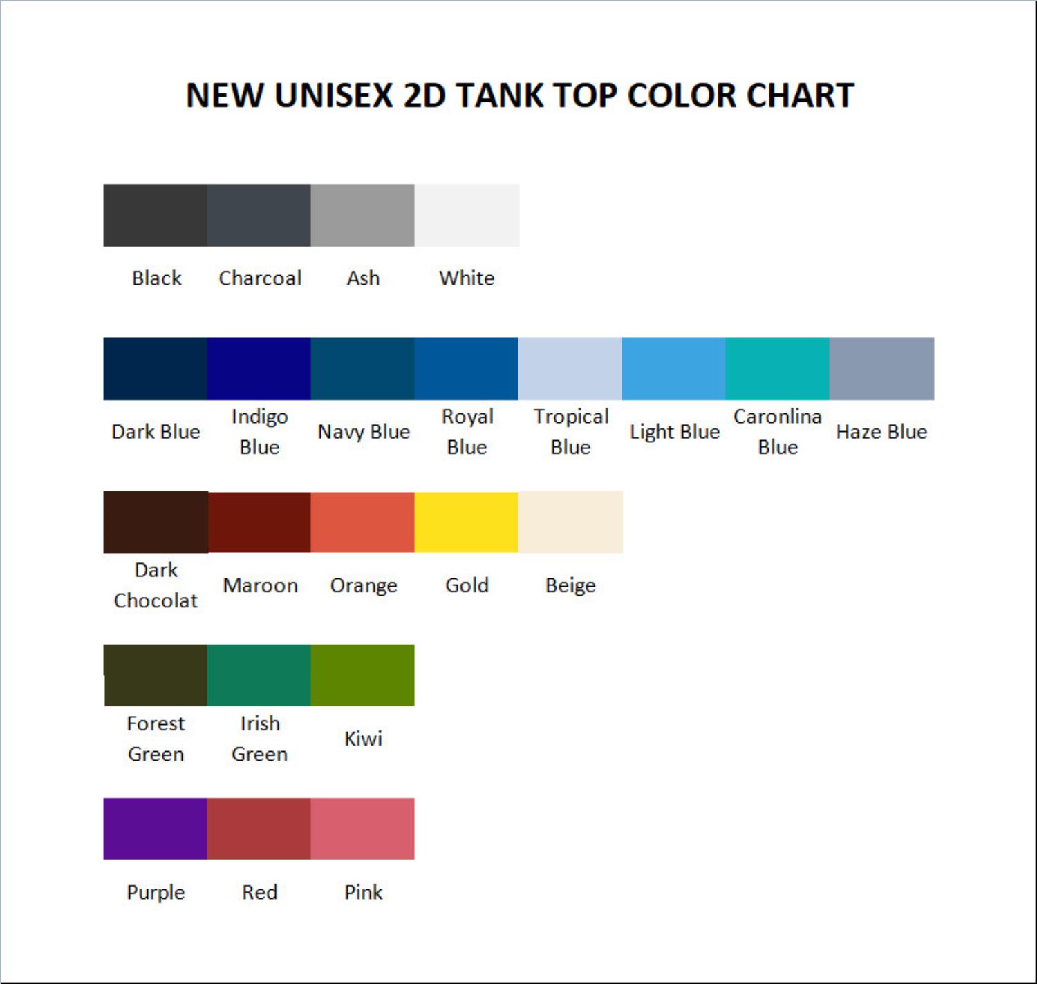 tank top color chart - Legend Of Zelda UK Store